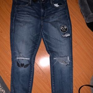 Super cute distressed and patched jeans